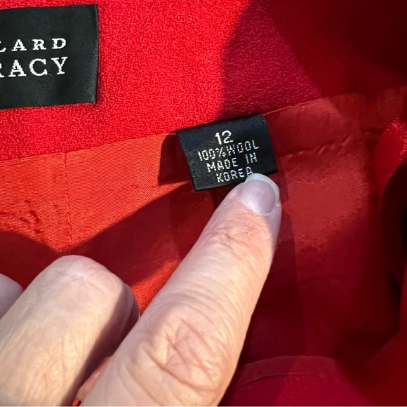 🟠 Linda Allard Ellen Tracy Red Wool Lined Skirt - size 12 - Picture 3 of 8